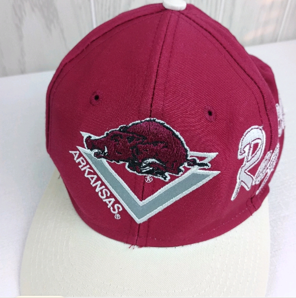 Arkansas Razorback Falcon Headwear Embroidered Logo Cap Hat Adjustable Strap. - Picture 2 of 12